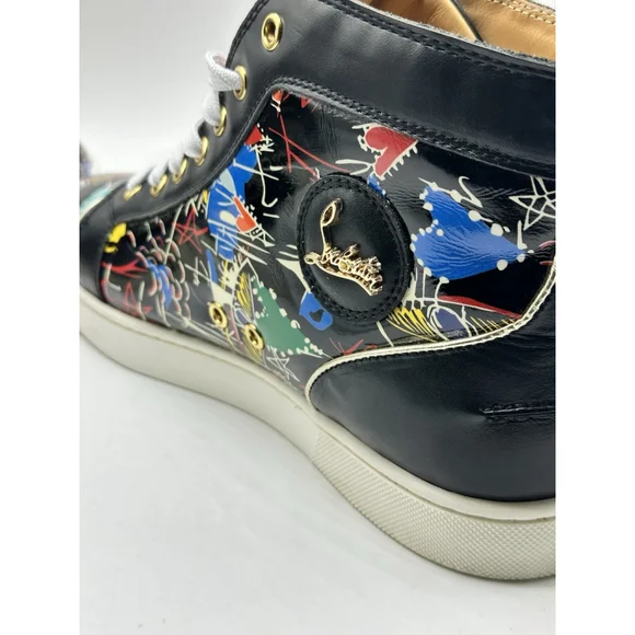 Christian Louboutin Louis Junior Graffiti Print Black Leather High Top 44